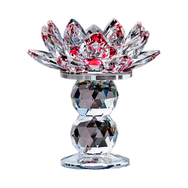 Double Ball Crystal Lotus Flower Ljush?llare Buddha Temple Dekor Ornament Red
