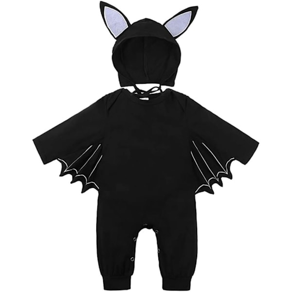 Baby fladdermusärm kostym 2 st baby halloween outfit fladdermusärm cosplay kostym med hatt för 12-18 m baby svart Parent