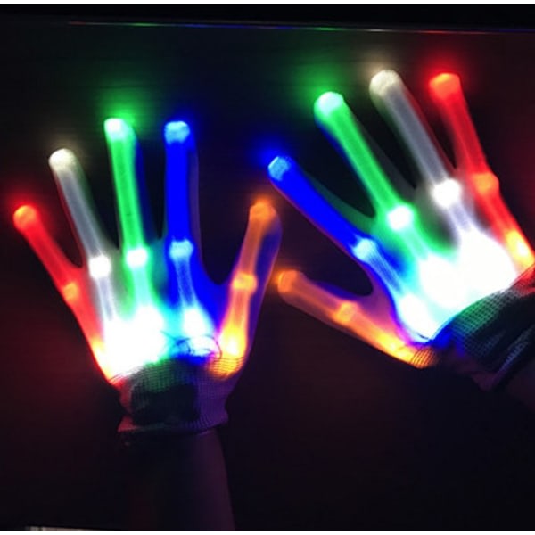 LED Glow Sju-Color Gloves - Halloween Bar Party Cheerleading, multifunktionella blinkande fingerljus A A