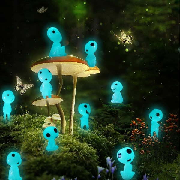 Mononoke Luminous Tree Alves Dolls, Kodama-figurer lyser i 10 st blå