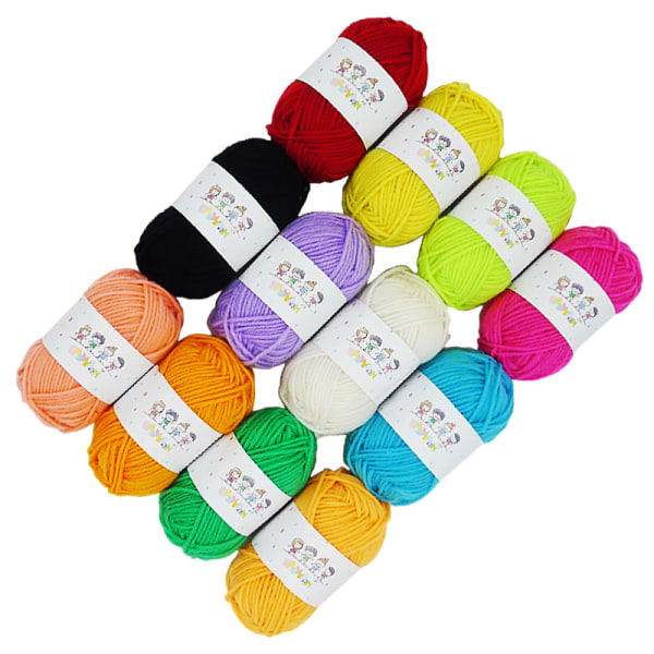 12 färger hårbollstråd för barn DIY handgjord slub 10g liten