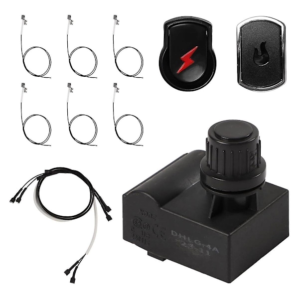 Ignition Kit for Charbroil Gas Grills, 4 Outlet Ignitor Module Replacement with Wires and 2 Push Bu