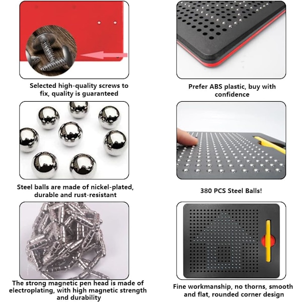 Lille Sort Magnetisk Tegnebræt til Børn, Afvisbar, Læringslegetøj med Pen og Stålkugle svart S svart