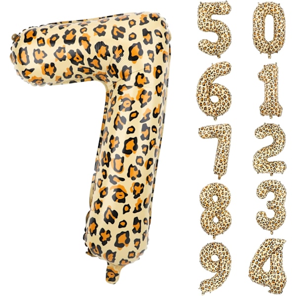 Leopard Ballonger, 81cm Leopard Ballonger for Festnummer Bursdag Ballonger Folie Leopard Ballonger for Dyr Tema Bursdagsfest (Nummer 7) Nummer 7