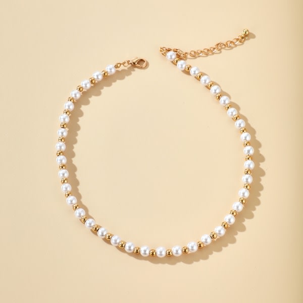 Vintage Elegant Pearl Choker Vit imitation Pearl Choker Halsband Nyckelbenskedja Halsband