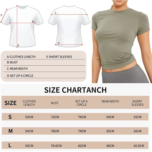 Basic slim fit t-shirt för kvinnor, skims Y2K topp dupe, crop tops kvinnor, magfri topp kvinnor, basic crop tops casual atletisk topp tonåring streetwear, Y2K skjorta Grön M