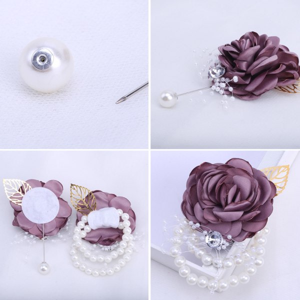 Rose corsage och handled corsage kostym, anv?nds f?r att dekorera bal fest white