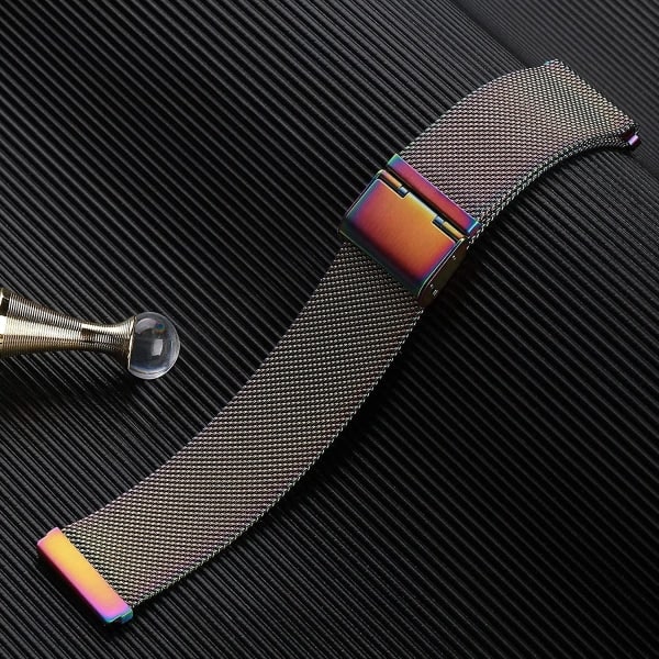 Fitbit Versa/fitbit Versa 2-kompatibel metallrem, roséguld - svart (f?r 6,0"-8,0"), justerbart mesh i rostfritt st?l - f?rgat stort