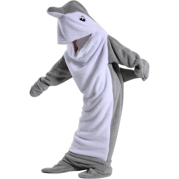 Lasten unisex-hyppyasu, 2023 eläinpuku onesie yöpaita pyjama huppuinen yöasu cosplay kigurumi yöasu joulu halloween Delfin3 120