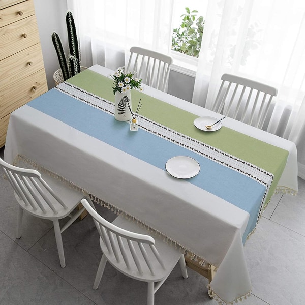 Bordsduk Tofs Bomull Linne Cover för kök matsal Skrynkelfria bordsdukar rektangel/avlånga (58''x70'', 4-6 säten, linne och bomull)