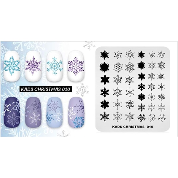 Julefrimerkeplate Bilde Mal Nail Art Dekor Design Verktøy Stencil Elg Klokke Snøfnugg (CH010)