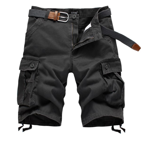 Herr bomullstwill Cargo Shorts Klassiska avslappnad passform Korta byxor med flera fickor Casual Military Outdoor Loose Shorts