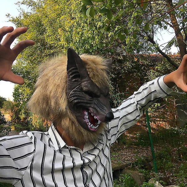 Werewolf Costume Wolf Claws Handskar och huvudmask för Halloween, Cosplay Costume Party (1 set, flerfärgad)