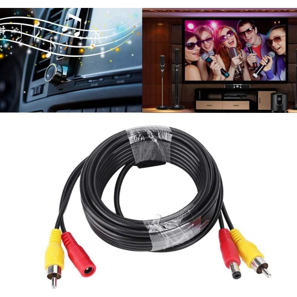 15m RCA + DC Monitoring Analog Audio Video Power - Övervakningskamera förlängningskabel