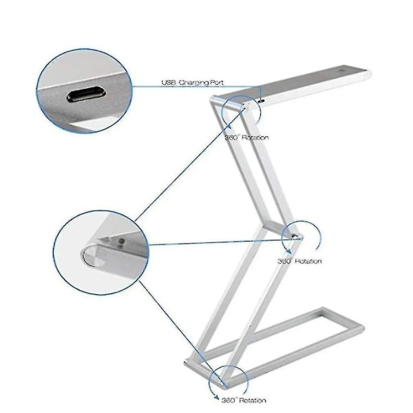 Metall USB Reading Dimbar hopfällbar skrivbordslampa Redmiter@