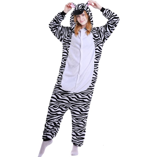 Vuxen Unisex Jumpsuits Kostym Djurkostym Dräkt Kick Suit Nattklänning Pyjamas Huvtröja Nattkläder Cosplay Cartoon Kigurumi Karneval Jul Halloween Zabra L