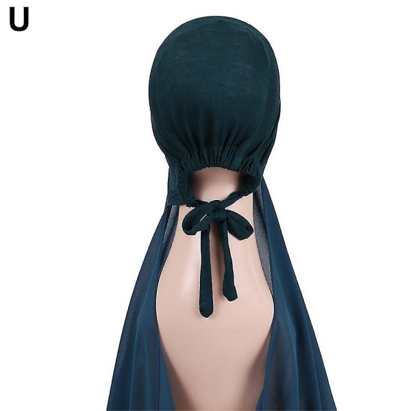 Plain Color Chiffong Hijab Sjaal Met Bandage Damen Wrap Hoofdband Hoofd Vrouwelijke Sjaals Headwrap Cover Islamitische Haar Moslim Hij U4r8