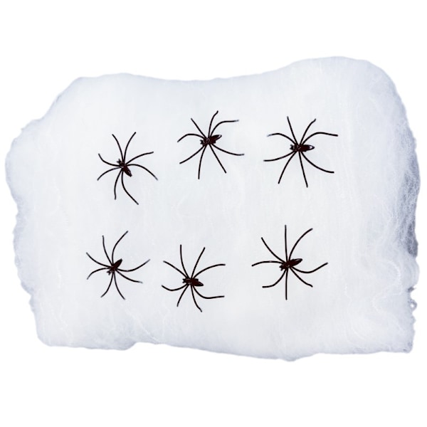 Halloween-dekorasjon edderkopp bomulls-spøkelsesfestival dekorasjon edderkoppnett e-handel dedikert store mengder White spider cotton 40g + 4 spiders