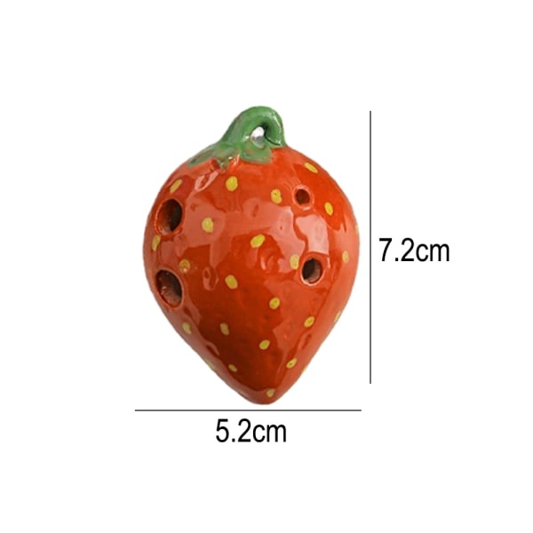 6-h?ls Strawberry Ocarina - Keramisk Ocarina med halsrem röd