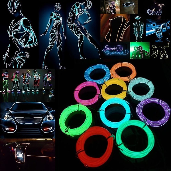 Glöd El Wire Kabel Led Neon Jul Dansfest Gör det själv Kostymer Kläder Lysande Bil Ljus Dekoration Kläder Ball Rave 1m
