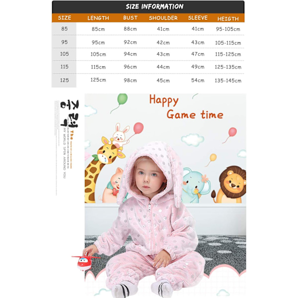 Barn unisex jumpsuit, 2023 kostymdjur onesie nattklänning pyjamas huvtröja cosplay kigurumi nattkläder jul halloween pinkdot 130