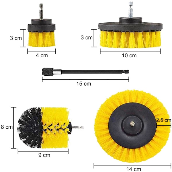Skrubbebørster til skruetrækkere - Børster - 4 dele Yellow Gul