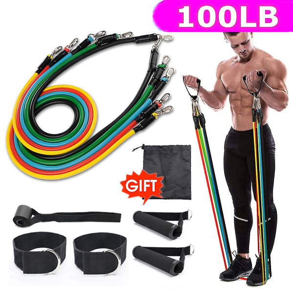 11 st Resistance Band Set Yoga Pilates Abs Motion Fitness Tube Träningsband