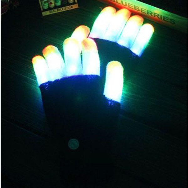 LED Glow Sju-Color Gloves - Halloween Bar Party Cheerleading, multifunktionella blinkande fingerljus A A