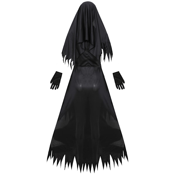 Europæisk og amerikansk Halloween nonnekostume cosplay rollespil vampyr dæmon kostume black M