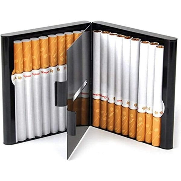 Flerf?rgad metall cigarettfodral Case i aluminiumlegering Cigarettkl?mma (svart),