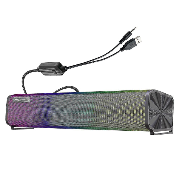 Vacetion--hxsj Q9 3,5 mm trådbunden datorhögtalare med Rgb-ljus 10w Soundbar Hemmabio Pc Sound Bar Surround Sound Box USB -driven för Pc Laptop Smar