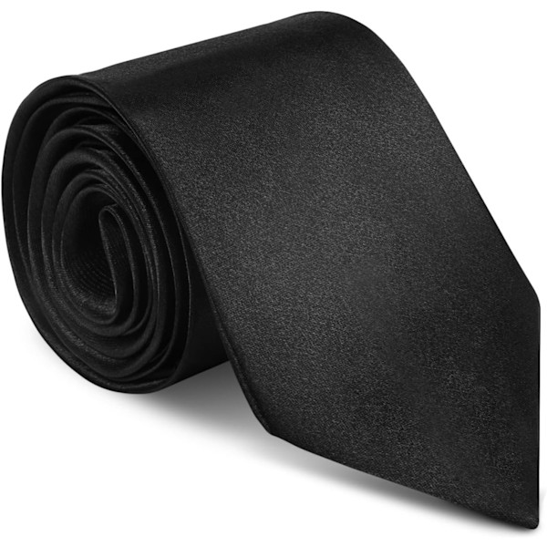 Slips til mænd Klassisk ensfarvet satin slips til mænd Premium ensfarvet slips til mænd Formelle sorte slips til mænd Business bryllupsfest arbejde slips 8cm Black-Satin