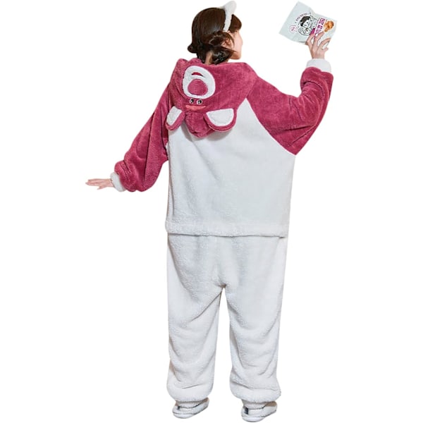 Aikuisten unisex-hyppyhaalareita, eläinpuku-onesie, yöpaita, pyjama, huppari, yöasu, cosplay, pahvilaisten yöasuja juhliin, halloween Rosa björn för kvinnor L