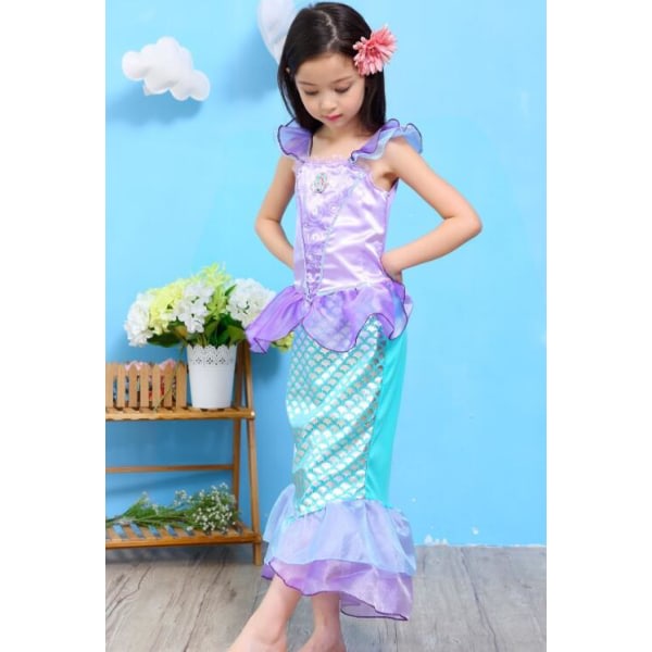 Girl's Mermaid Princess Kl?nning med gratis accessoarer 150CM Cherry