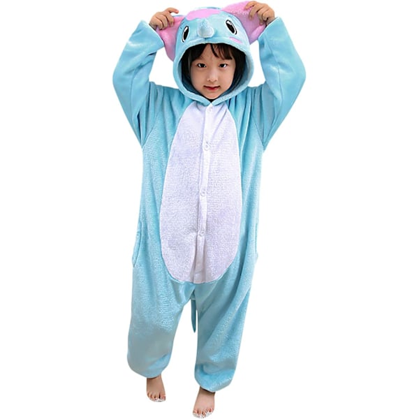 Barn unisex jumpsuits, 2023 kostyme dyreonesie nattkjole pyjamas hettegenser cosplay kigurum nattøy jul Halloween Elefant 110