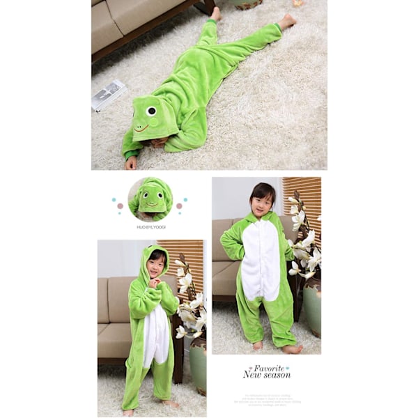 Barn unisex jumpsuit, 2023 kostymdjur onesie nattklänning pyjamas huvtröja cosplay kigurumi nattkläder jul halloween Groda 100