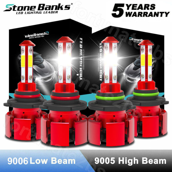 9005+9006 LED Combo COB LED-strålkastarsats 360000LM Glödlampor Hi/Low Beam 6000K，4st