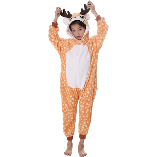 Barn/Unisex Fancy Dress Dyre Kostyme Onesie Pyjamas Jumpsuit Cosplay Kigurumi Jul Halloween Fancy Dress A-älg 120