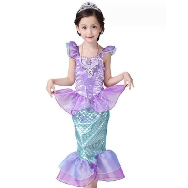 Girl's Mermaid Princess Kl?nning med gratis accessoarer 150CM Cherry