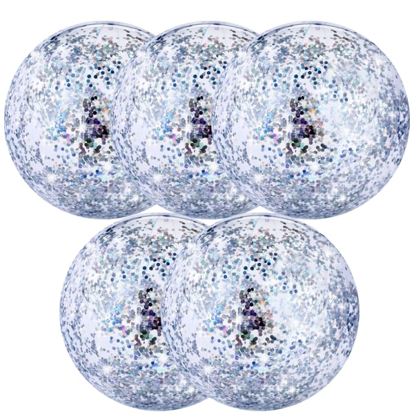 5-pack badboll Jumbo poolleksaker bollar j?ttekonfettisglitter silver