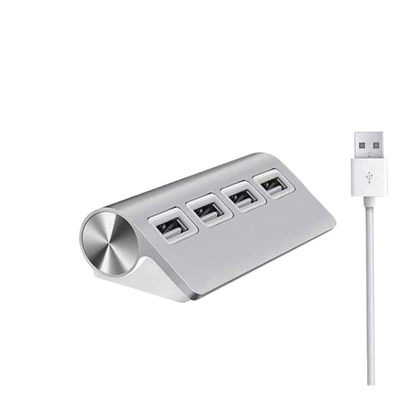 Premium 4-ports USB -hubb i aluminium med 11-tums skärmad kabel för iMac MacBooks silver