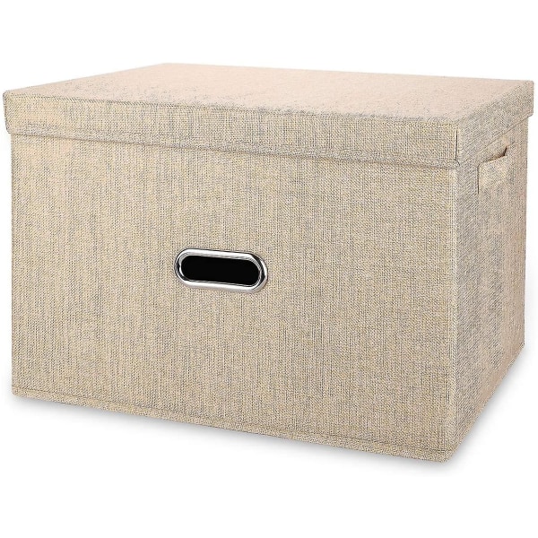 Linnetyg Hopfällbara förvaringskärl med avtagbara lock och handtag, tvättbara förvaringsboxcontainrar Korgar kub med cover(khaki, medium)