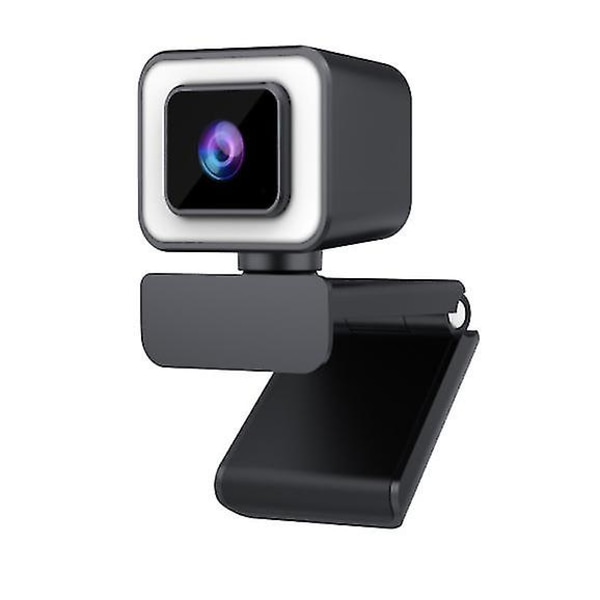 HD 1080p webbkamera, med mikrofon, används för inspelning, samtal, spel, möten, onlinekurser (svart)