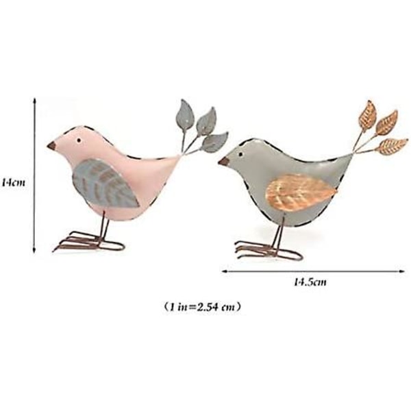 Små djurstatyer Metall Plåtverk Dekorativ Små Söta Älskare Sångfågel Sång Fågelstaty Hemdkor, 5,5" X 5,7" X 1,8", Rost/brun (2st M