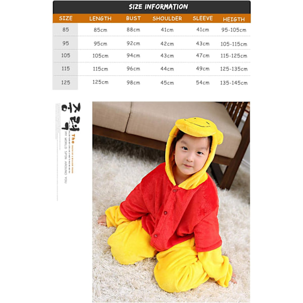 Barn unisex jumpsuits, 2023 kostyme dyreonesie nattkjole pyjamas hettegenser cosplay kigurum nattøy jul Halloween Pooh 120