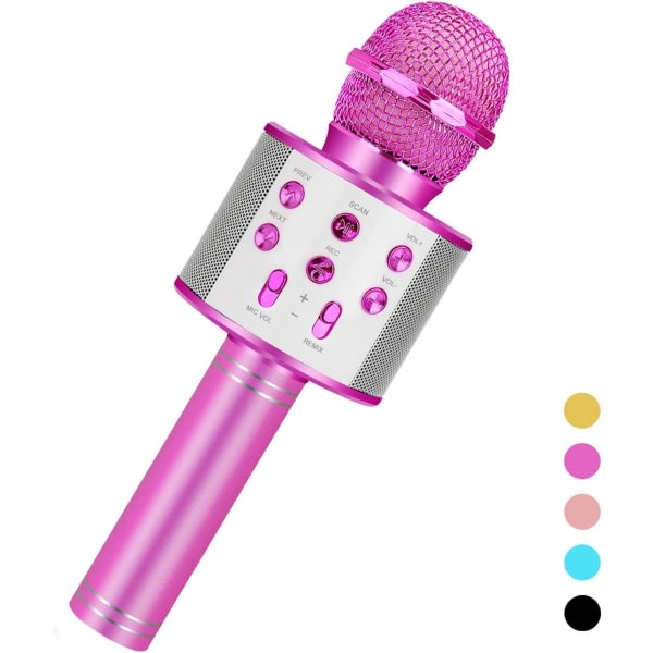 F?delsedagspresenter f?r 6-15 ?r gammal flicka pojke, Bluetooth tr?dl?s karaoke mikrofon-rosa r?d