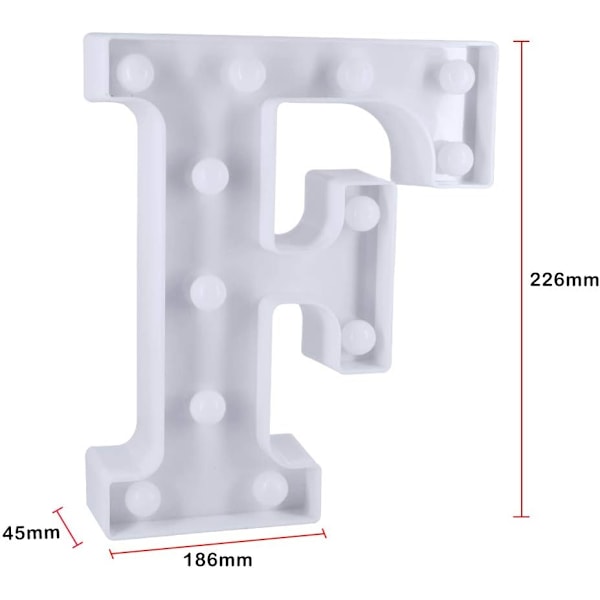 LED-aakkoslamput syntymäpäiville ja lastenhuoneen koristeluun, paristoilla (F) F