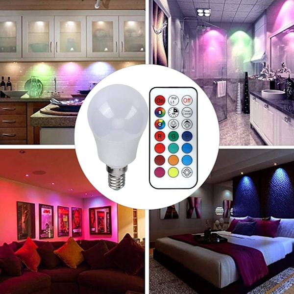 RGB LED-lampa Ljusfärgsändring Fjärrkontroll Lampa Heminredning Belysningspaket 4-pack (RGB + Ren Vit 6000K E14) RGB + pure white 6000K E14