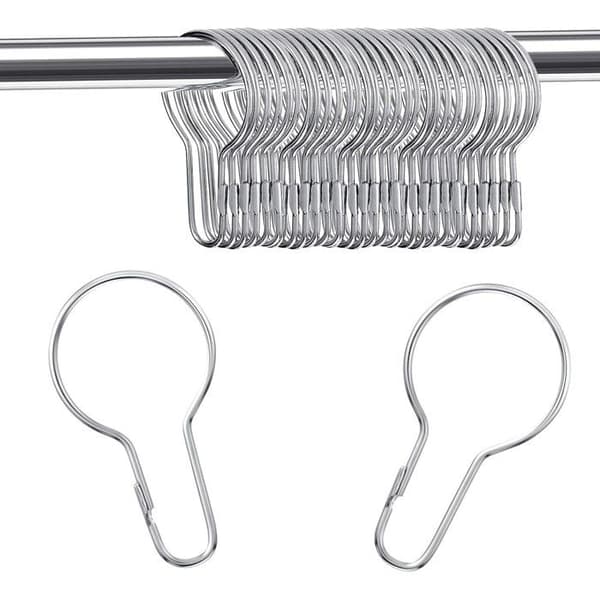 Gardinkroge - Rustfrit stål - Pakke med 50 - Sølv - 70x39 mm - Rustfri