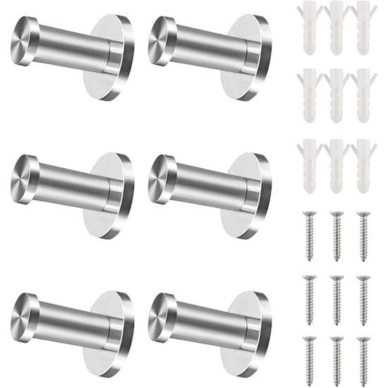 Väggkrok - XVX - 6 handdukskrokar - Rostfritt stål - Skruvmontering - Modern design